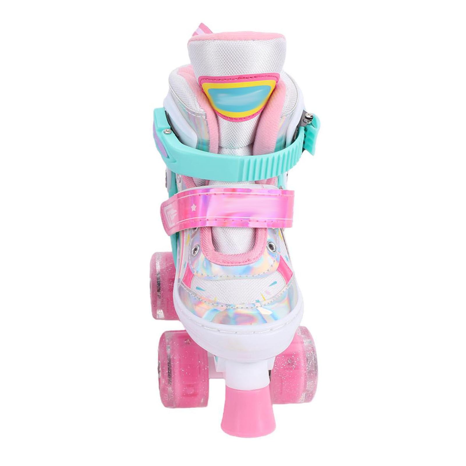 RiToEasysports Patines de Ruedas Ajustables con Luz, Patines Cuádruples de Doble con Correas de Hebilla, Cierres de Gancho y Bucle, Cordones Antideslizantes, Goma de Espuma de Malla TPR PU PP para