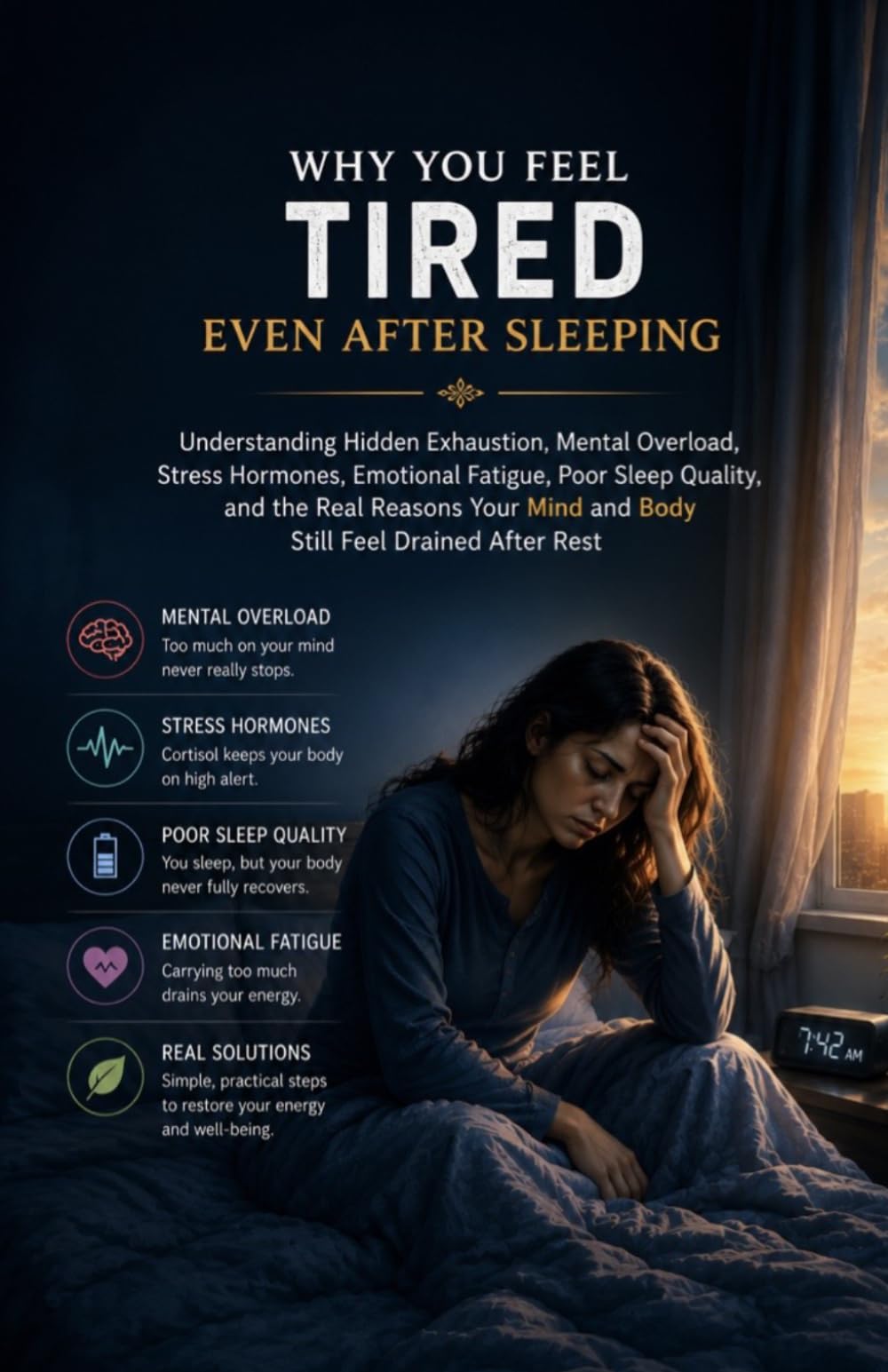 Why You Feel Tired Even After Sleeping: Understanding Hidden Exhaustion, Mental Overload, Stress Hormones, Emotional Fatigue, Poor Sleep Quality, and the Real Reasons Your Mind drained