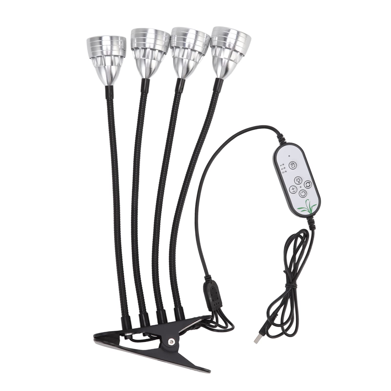 Luz de Crecimiento, luz de Crecimiento LED para Plantas de Interior, luz de aleación de Aluminio de Crecimiento LED 4 Cabezas Luz de Planta USB Ajustable y Flexible con Clip para Interiores