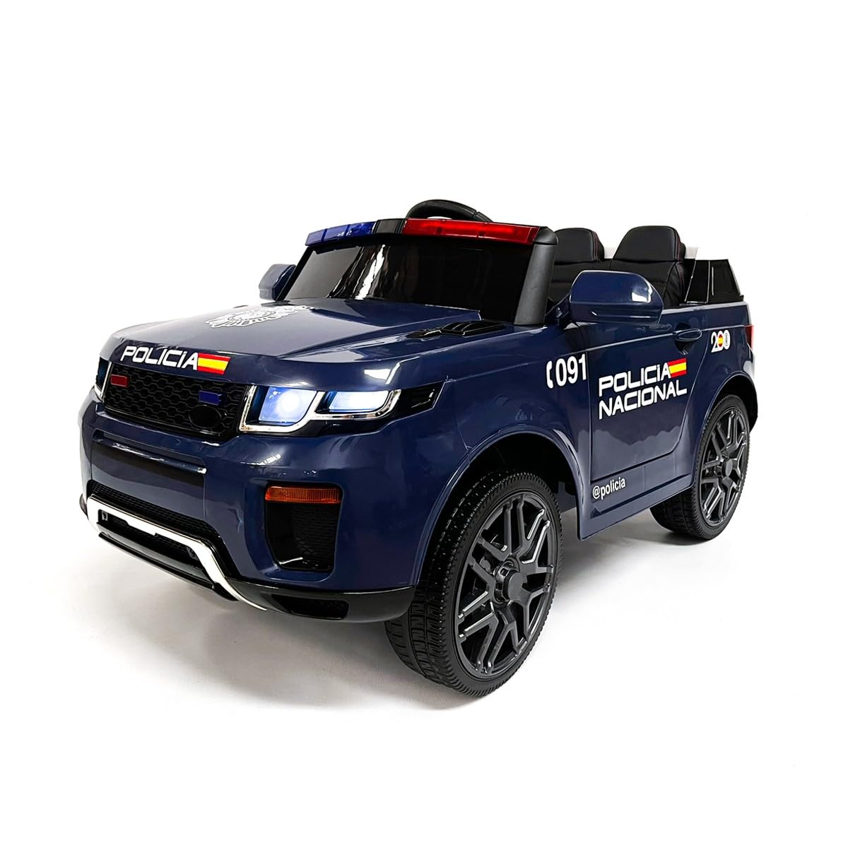 ATAA Coche de Policía Nacional Pro 12V - Azul - Coche eléctrico para niños de la Policía Nacional Española, con batería de 12V, Logos, Sirenas, Luces, Altavoz y Mando para Padres