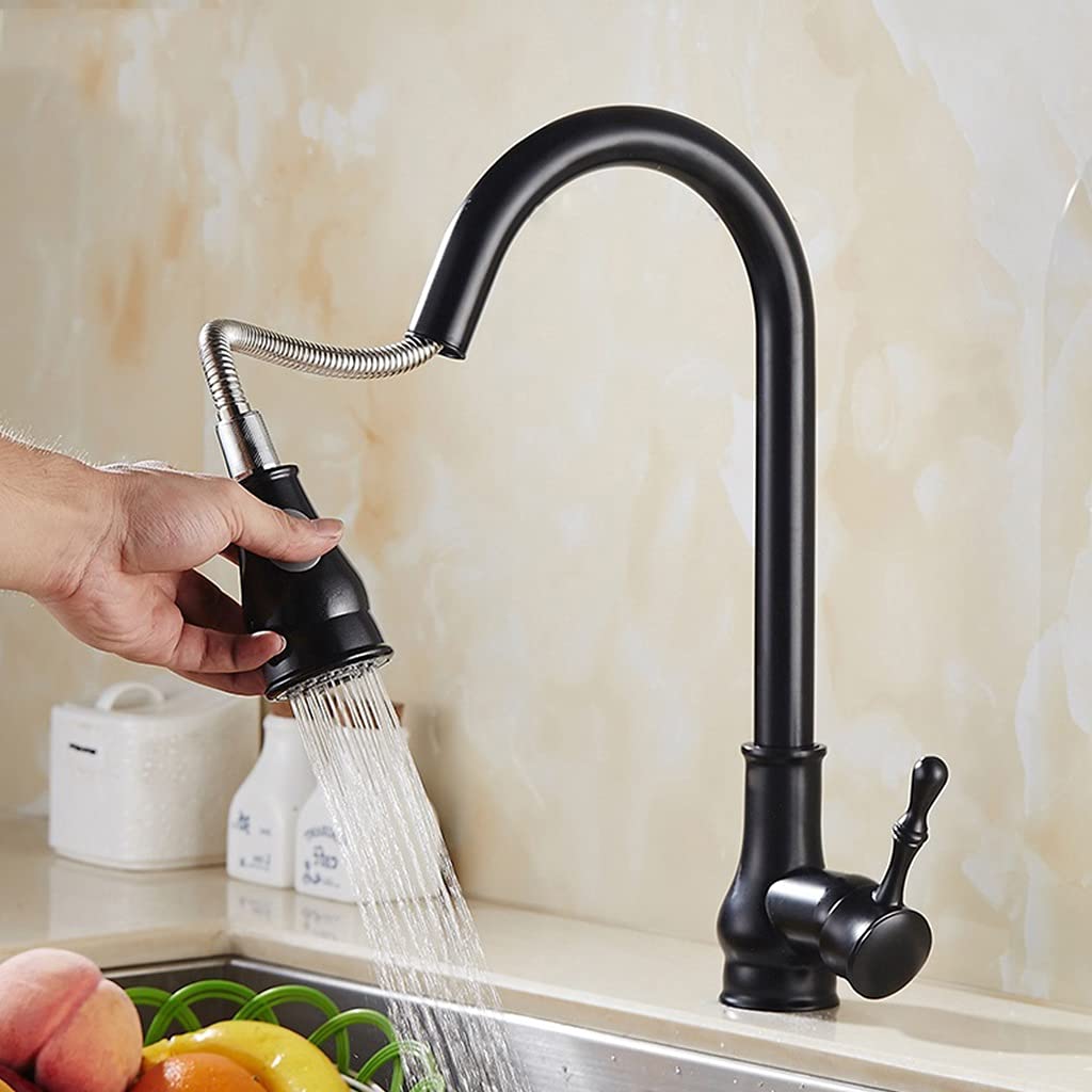 Lmysxaoz Orb Finished Kitchen Sink Faucet For Bar Farmhouse Commercial, Pull Out Faucet, Hot And Cold Mixer Crane Water Tap, Rotation Spray Chrome Brush Nickel Tap(Orb Finished)