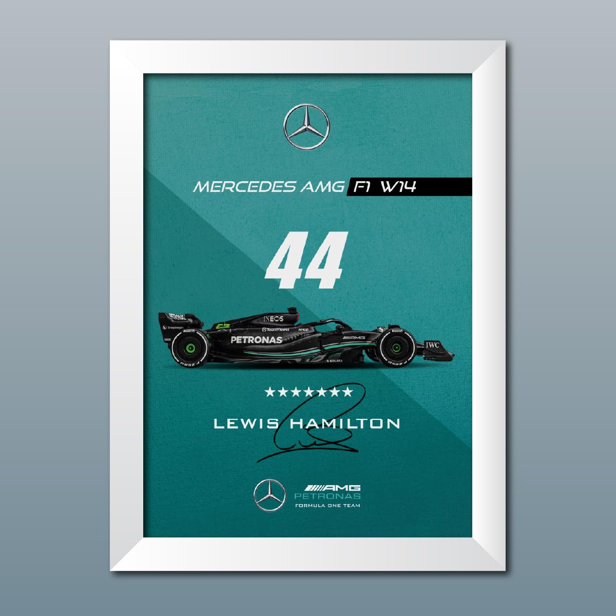 TenorArts Lewis Hamilton Poster Frame Mercedes W14 F1 Racing Car Formula One Photo Framed Painting with White Color Matt Finish Texture (12 inches x 9inches) (B0D6LLS7S7) Amazon Price History, Amazon Price Tracker