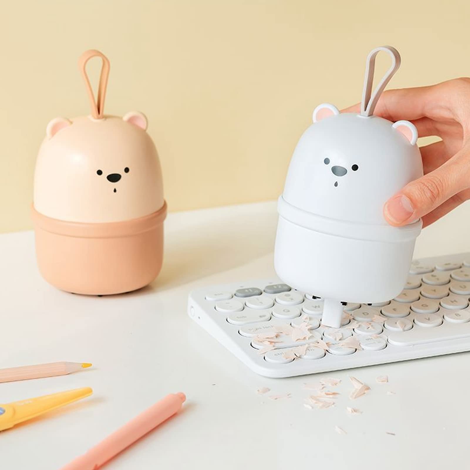 Natudeco Desktop Vacuum Cleaner Desktop Keyboard Vacuum Cleaner Mini Vacuum Cleaner USB Charging Portable Vacuum Cleaner for Cleaning Dust Crumbs(White)