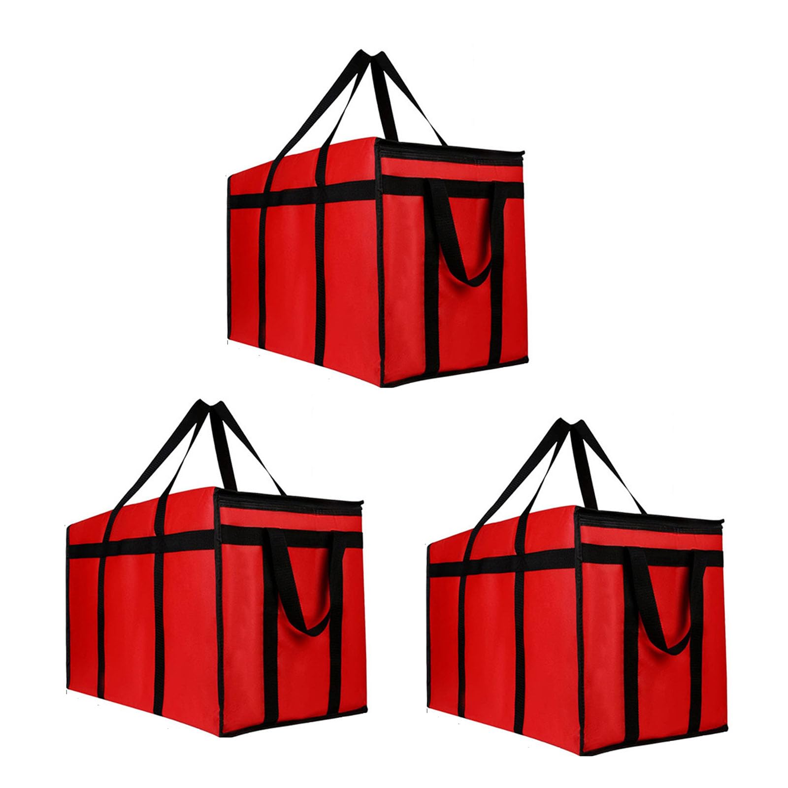 Isolierte Lebensmittel Liefertasche für heiße und kalte Mahlzeit,XXX-große Lebensmittel Tote Isoliertasche für Catering,Kühltasche, Lebensmittelwärmer für Parteien mit (3, Red_black_border, XXX-Large)