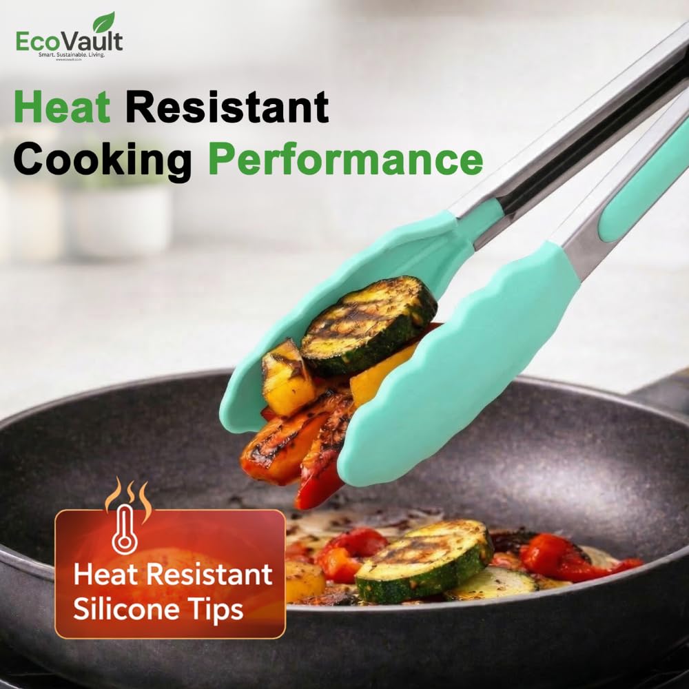 EcoVault Steel & Silicon Food Tongs - Heat Resistant! -7 EcoVault Steel & Silicon Food Tongs - Heat Resistant! -7