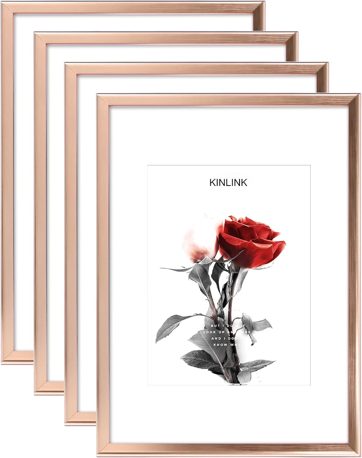 KINLINK A4 Picture Frames Rose Gold, Photo Frames with Real