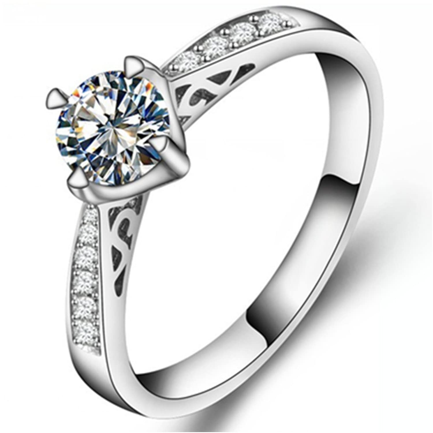 Amazon | 0.5カラット4プロング 女性のための中空スタイルNSCD