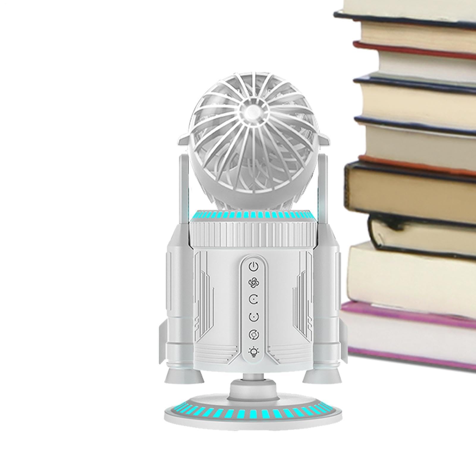 Ventilateur de bureau fusée rechargeable avec rafraîchisseur d'air portable et lumière LED