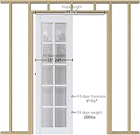 Vista 3 de EaseLife Kit de herrajes para puerta corrediza de 4 pies/48 pulgadas, grado comercial, kit de riel de caja de aluminio, se desliza suavemente