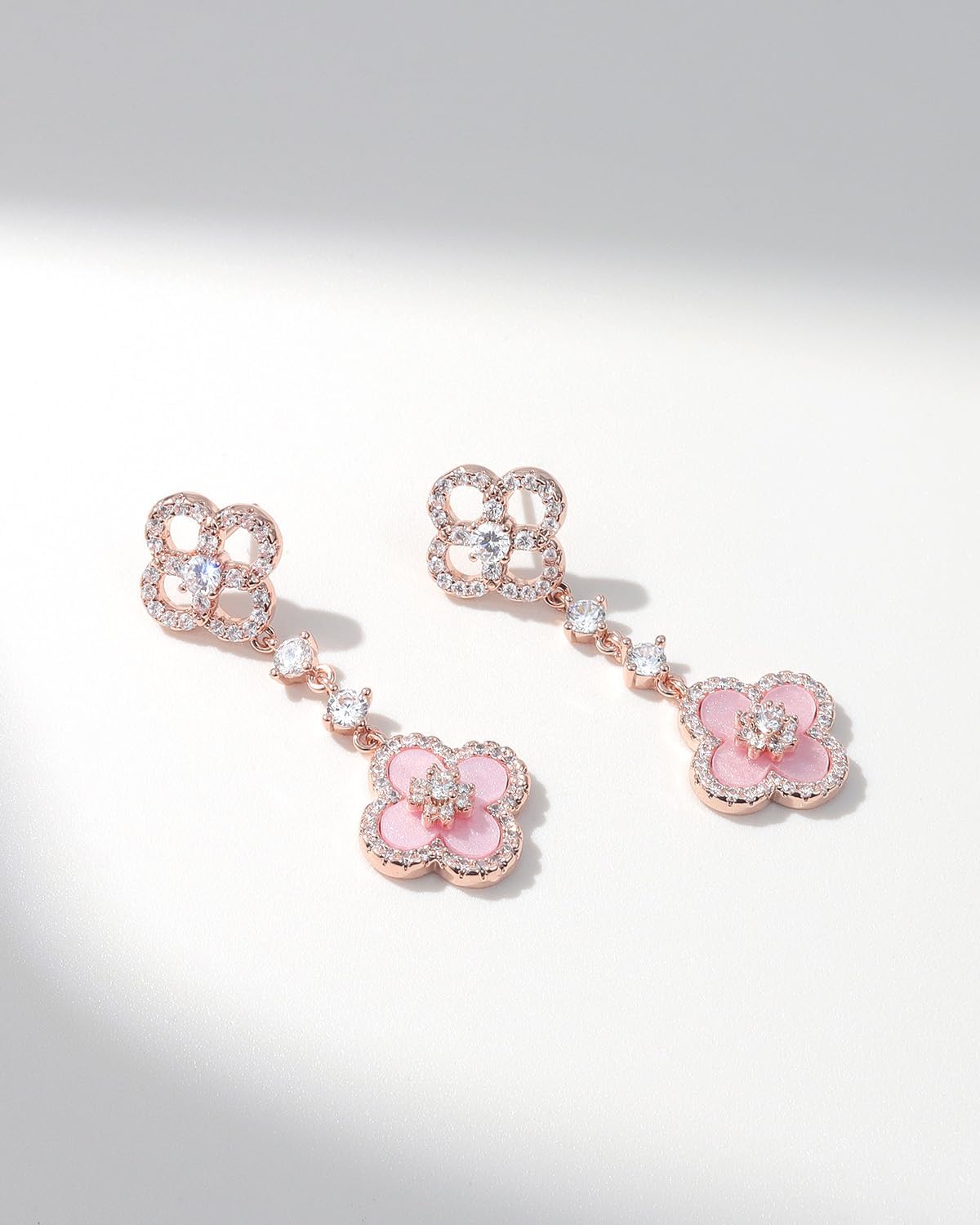 18K Gold Plated Clover Dangle Earrings for Women | Four Leaf Clover Earrings