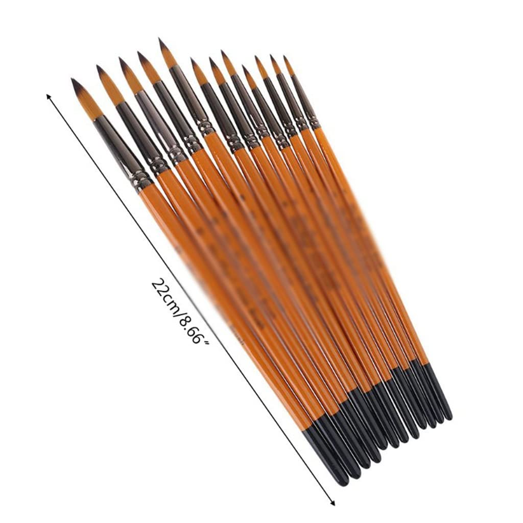 BATLAM Pinceles para Pintar con Detalles Profesionales Pinceles para Gouache de Acuarela de Nailon Profesional de 12 Piezas (Color : A, Size (A As The Picture Shows)