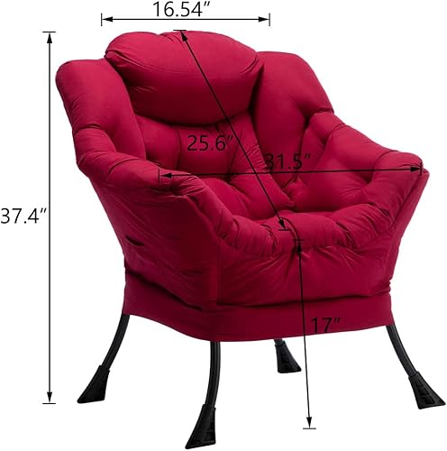 Miniatura 2 de HollyHOME - Silla perezosa de tela moderna, actual, silla de sala contemporánea, marco de acero, sofá de ocio, con reposabrazos y bolsillo lateral