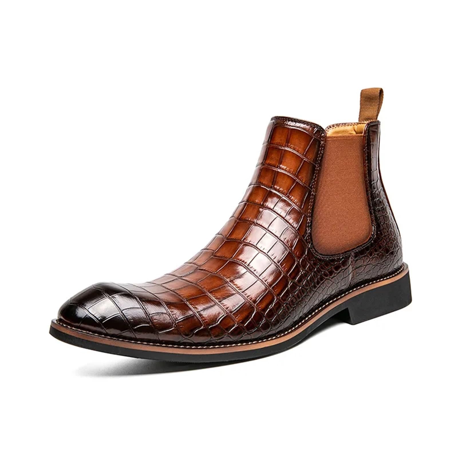 Chelsea Boot Uomo Stivali Chelsea da uomo in pelle, casual, a punta, slip-on, alla caviglia, stile retrò, for feste e matrimoni