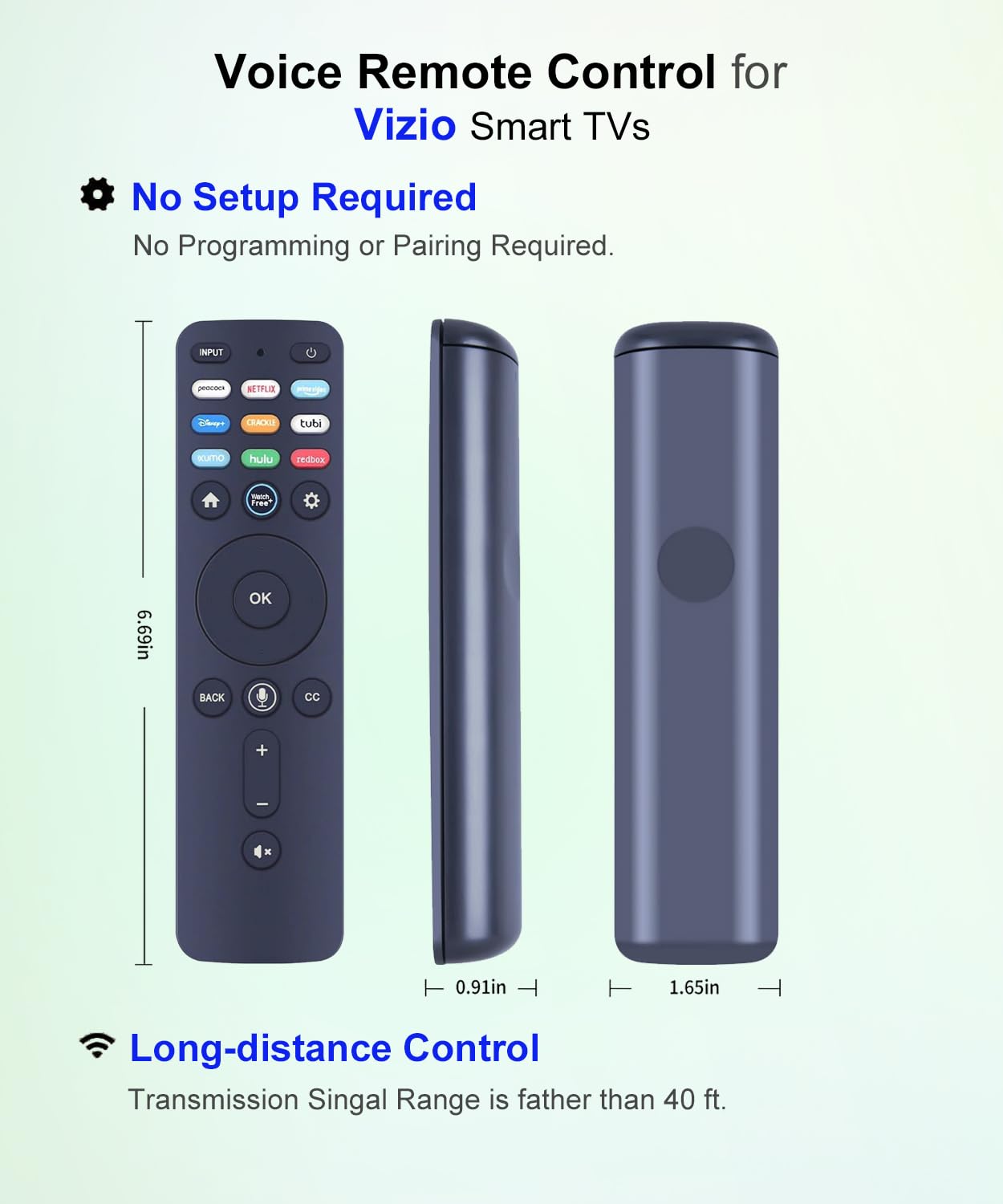 Mando a distancia de voz universal para Vizio Smart TV V555M-K01 M75QXM-K03 V435-G1 V505-J09 P75QX-J01 M55Q7-G2 V655M-K04 M70Q6-J03 V705M-K03 M4 3Q7-HH 1 repuesto M50Q7-J01