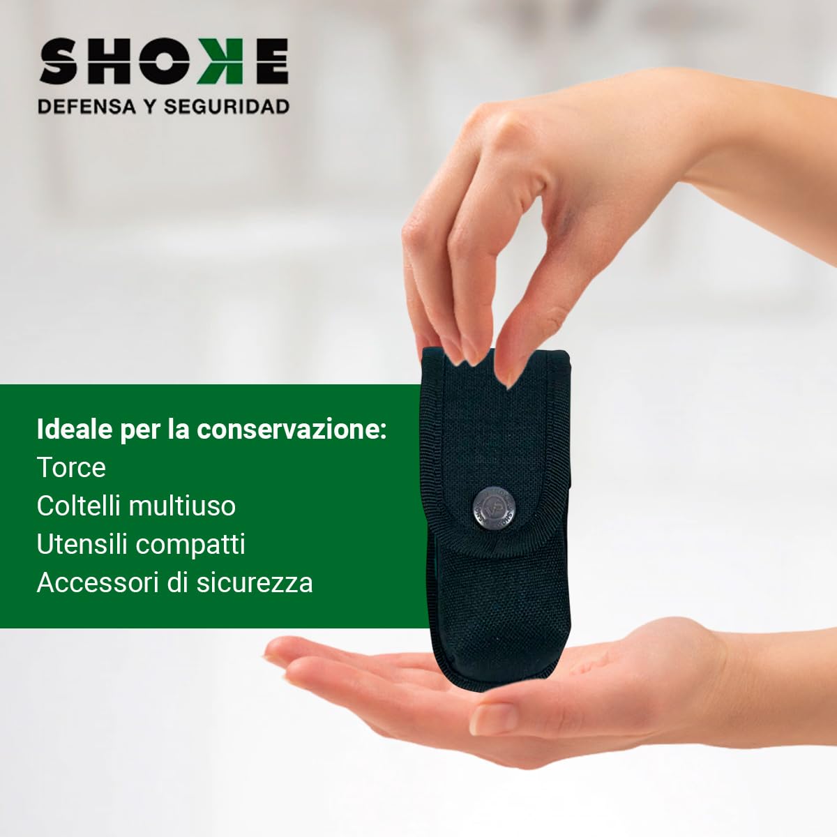 Shoke - Custodia spray peperoncino antiaggressione - Realizzata in Cordura Dupont - Compatibilità per riporre torce elettriche, coltelli e altri accessori - 11,5 cm x 5,5 cm x 4,7 cm