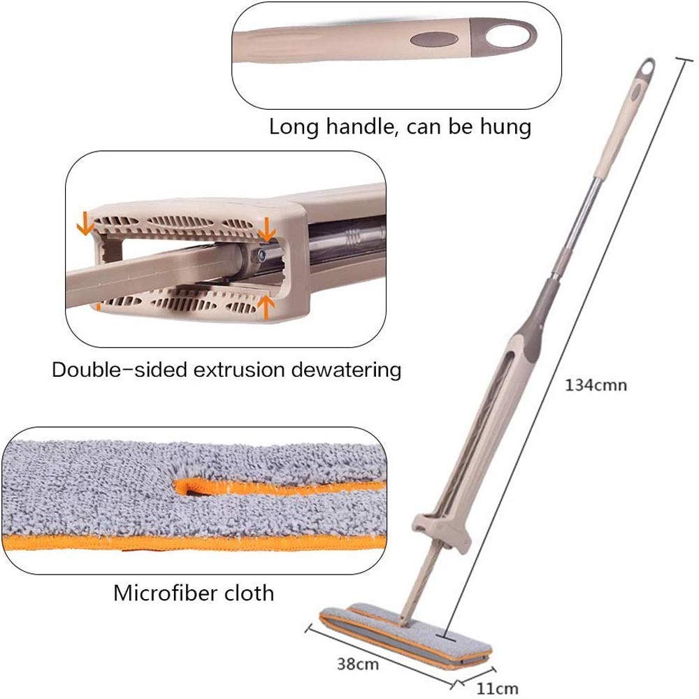Auto-avvitante Double-Sided Flat Drag Non-Hand Telescopic Comfort Handle Mop Strumento per la Pulizia del Pavimento per Soggiorno Cucina Double Sided Lazy Tile Pavimento in Legno d