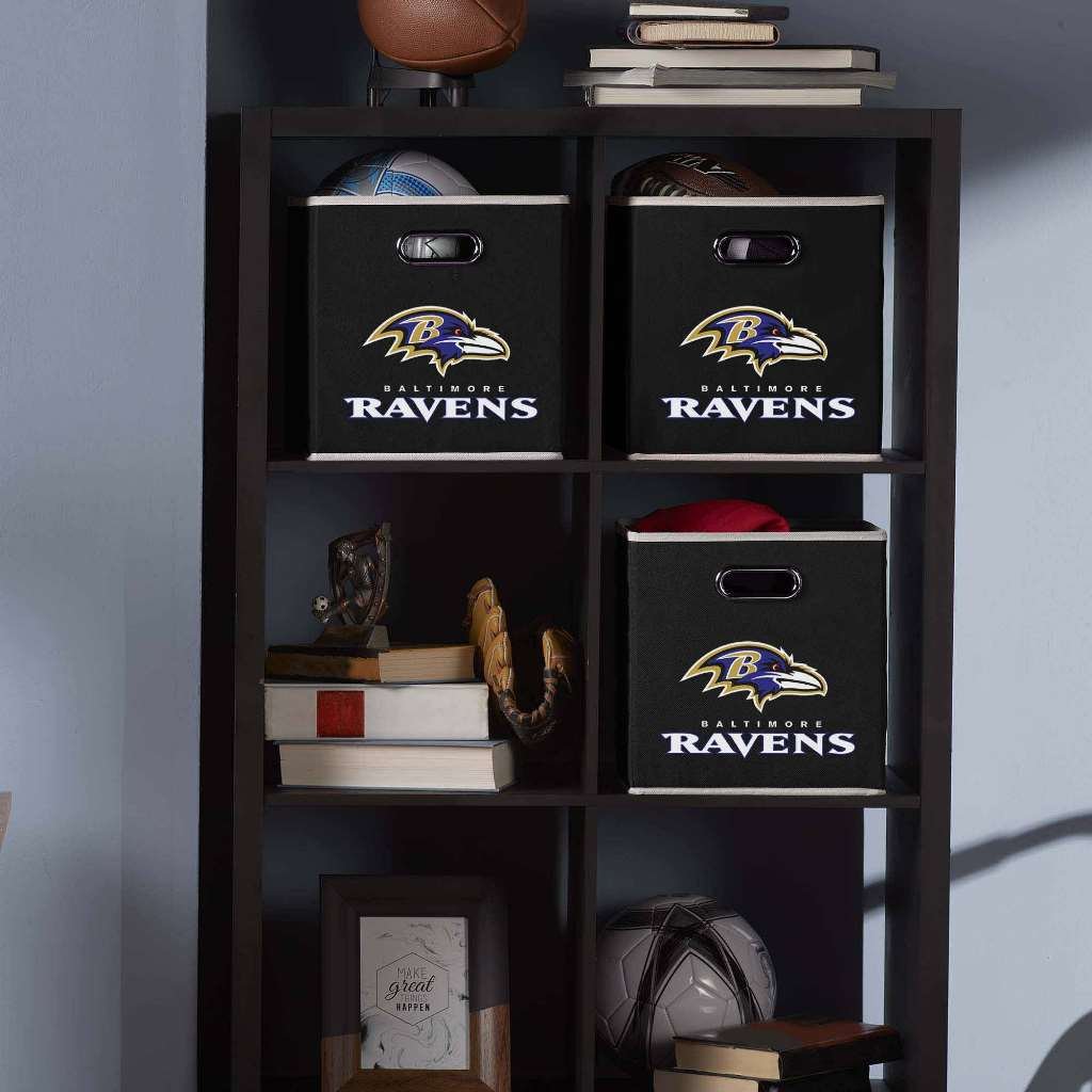 Franklin Sports NFL Baltimore Ravens Collapsible Storage Bin NFL Folding Cube Storage Container Fits Bin Organizers Fabric NFL Team Storage Cubes One Size - Image 2