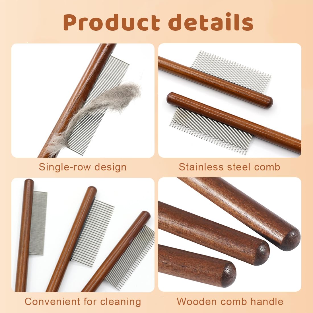3 pièces Brosse Chat Poil Long, Brosse Chien Poil Long, Peigne Chat Poil Long, Brosse pour Chat en Acier Inoxydable, pour Enlever Les Poils Noués ou Morts