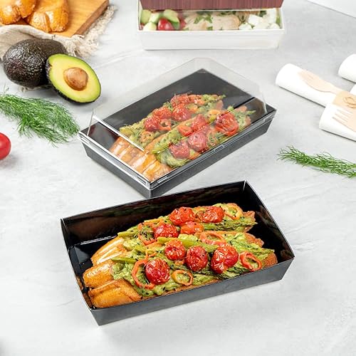 Miniatura 8 de Restaurantware Matsuri Vision - Bandejas de sushi medianas de 8 x 5 x 1.5 pulgadas, 100 cajas de embalaje de sushi a prueba de grasa, tapas que se