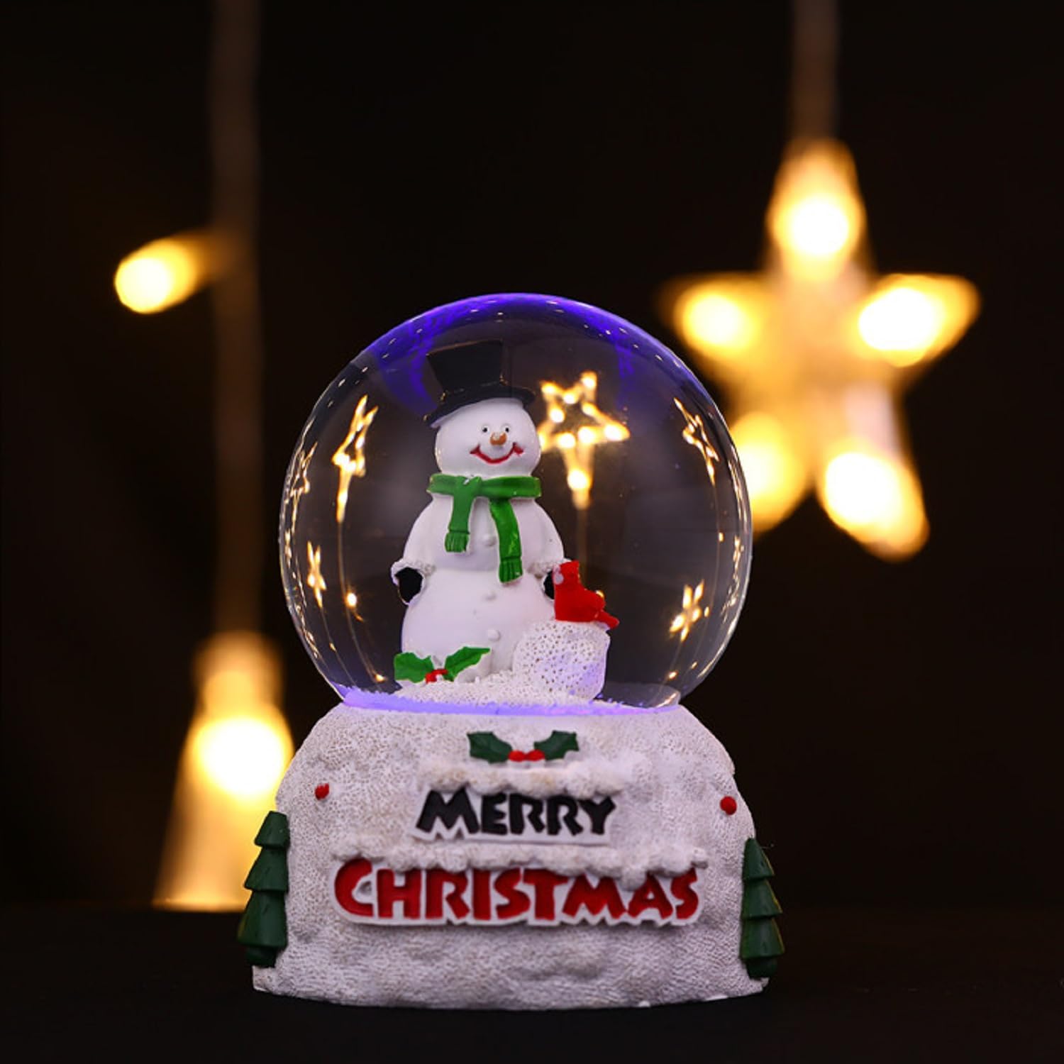 Palle di Vetro Natalizie con Luci LED, Sfera di Cristallo di Natale Brillante - Babbo Natale e Pupazzi di Neve - Globo di Neve di Natale Decorazioni da Tavola, Regali di Natale (Snowman di Natale)