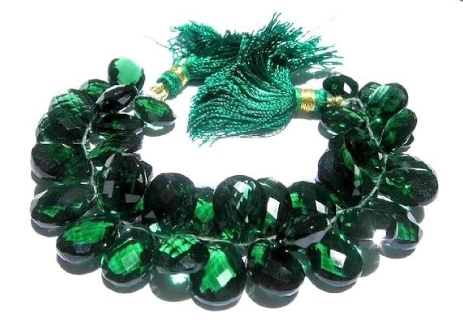 Quartz vert foncé facetté LKBEADS poire briolette pour bijoux haute joaillerie