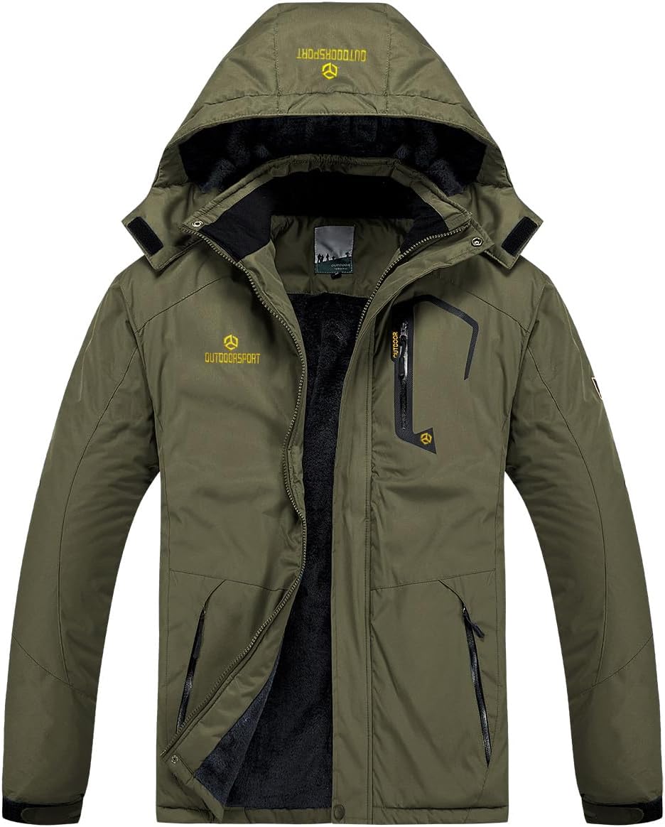 Men's Winter Ski Jacket Warm Fleece Waterproof Outdoor Mountain Hiking Windbreaker Hooded Snow Rain Coat - Image 2