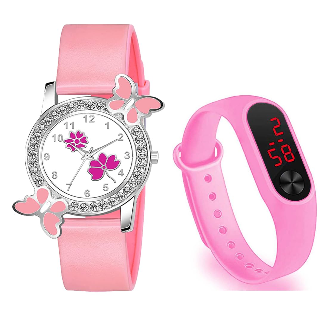 Goldenie Fashion 4 Colour Branded Pink Blue Black Red Analog Dial with Day Date Digital Wrist Watch for Womens & Girls Combo Watches-Pack of 2 (Baby Pink) (B0CG27H7FF) Amazon Price History, Amazon Price Tracker