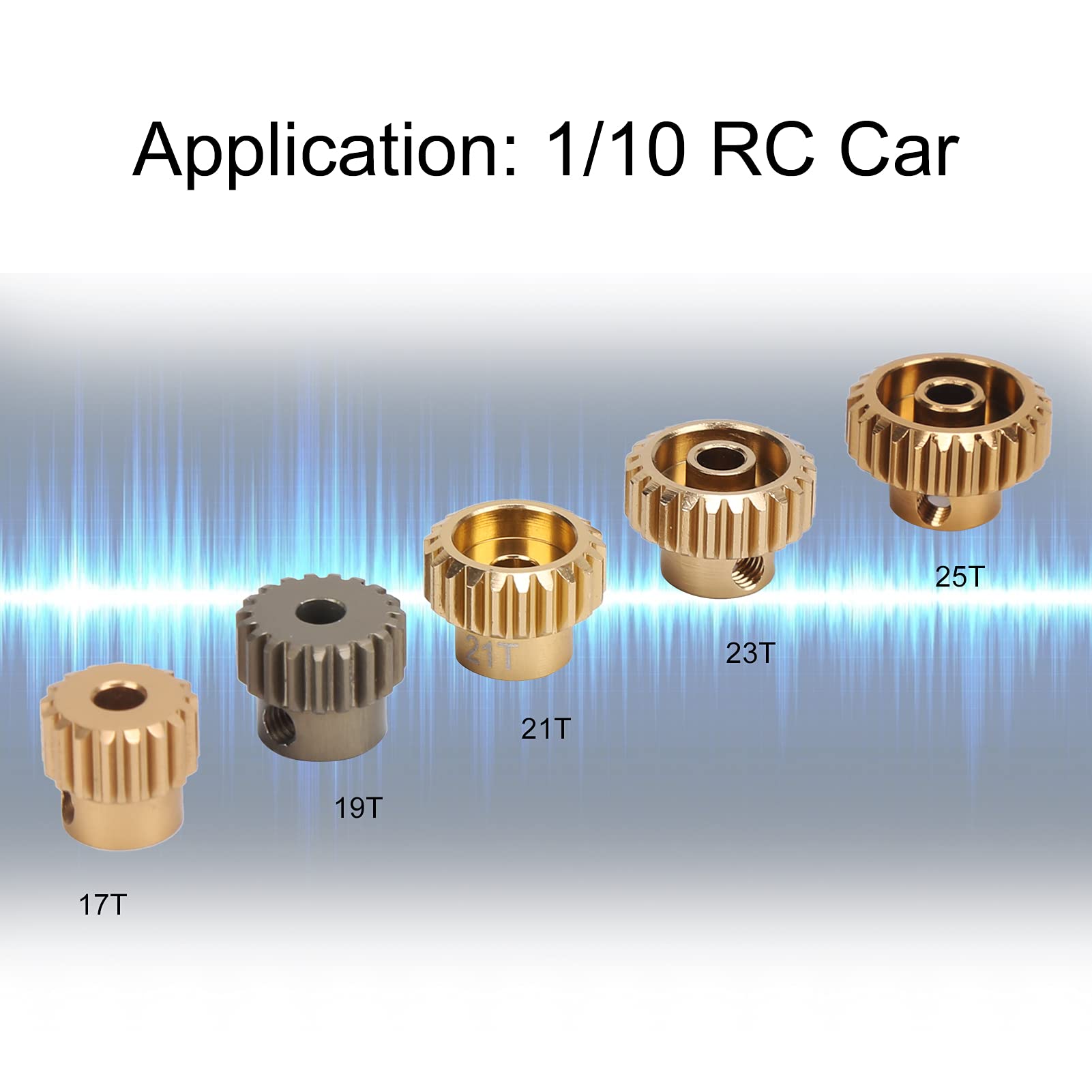 10 stuks / set RC motor Gear 16T-25T 7075 48P staal RC auto motor tandwiel voor 1/8 1/10 borstelloze motor