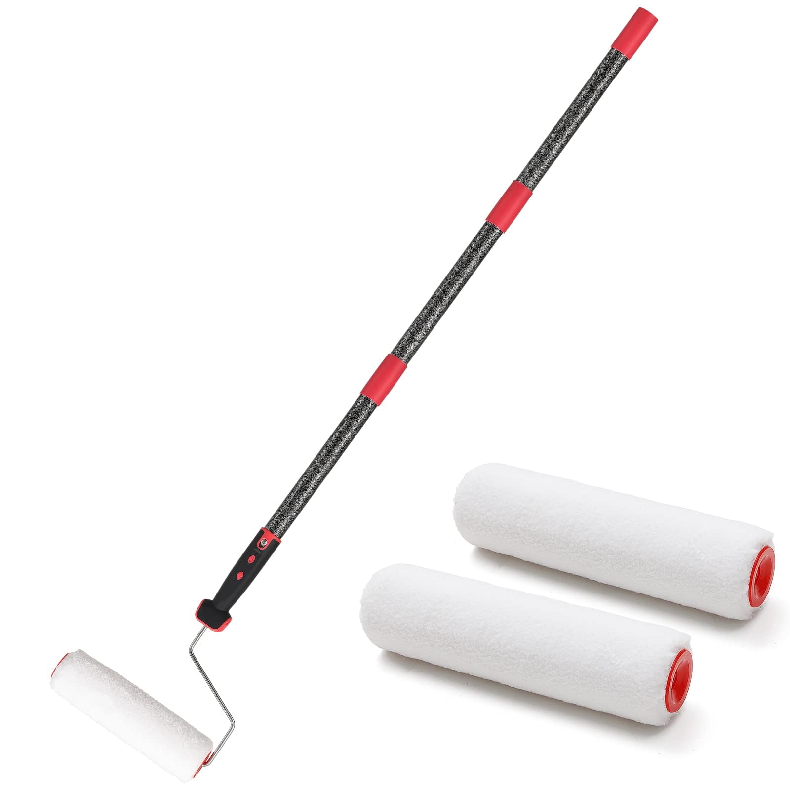 Rodillo de pintura, 70 – 120 cm, barra telescópica, rodillo de pintura multifunción, juego con cepillo de pintura para casa, barra de acero inoxidable para paredes y techos, gris