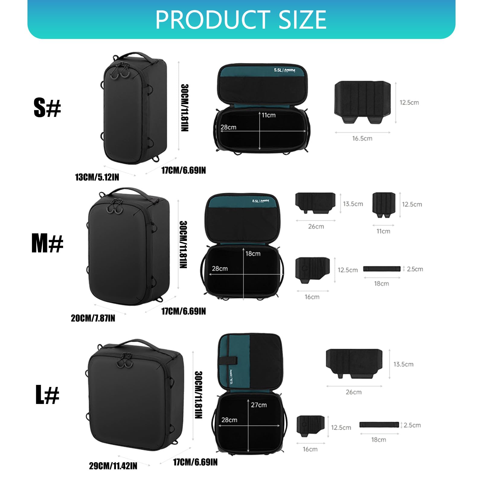 Bolsa impermeable para cámara réflex digital con compartimentos ajustables para protección de lentes, bolsillos de almacenamiento para fotógrafos