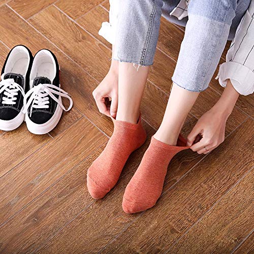 10 Paia di Calzini Corti da Donna in Cotone a Tubo Basso con Stampa a Cuore e Ricamo a Tinta Unita(Style 5)