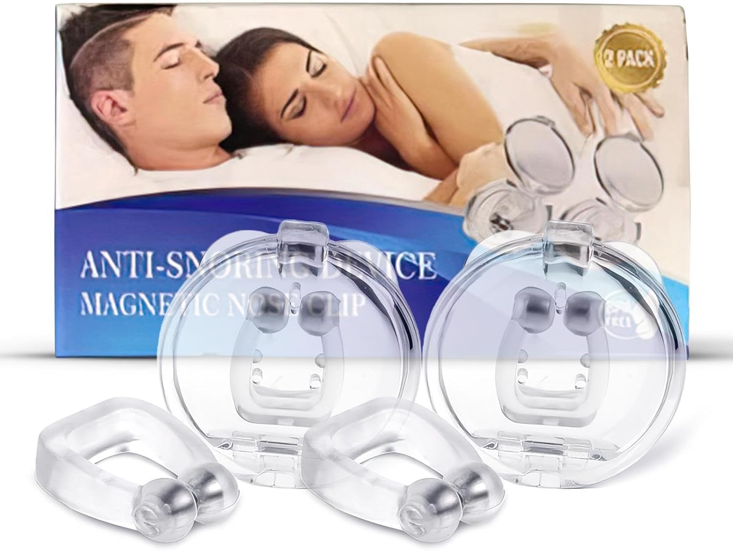 Anti Snore Devices 2Pcs Silicone Magnetic Nose Clip, Effective to Stop Snoring for Men and Women, Quieter Restful Sleep
