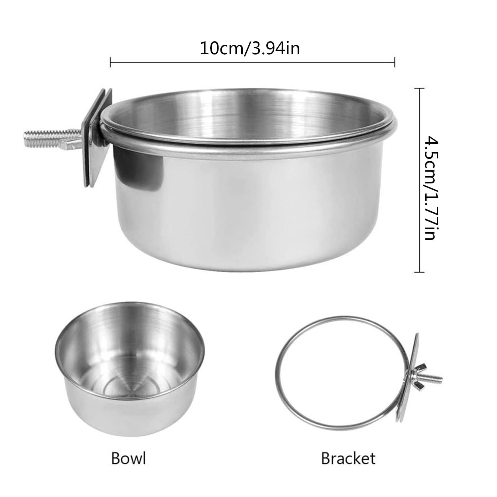 Tazas de alimentación para pájaros Colgantes internos, Cuenco para pájaros con Clip, comedero para pájaros de Acero Inoxidable, Regalo Ideal para Amantes de los pájaros, 1 ud.