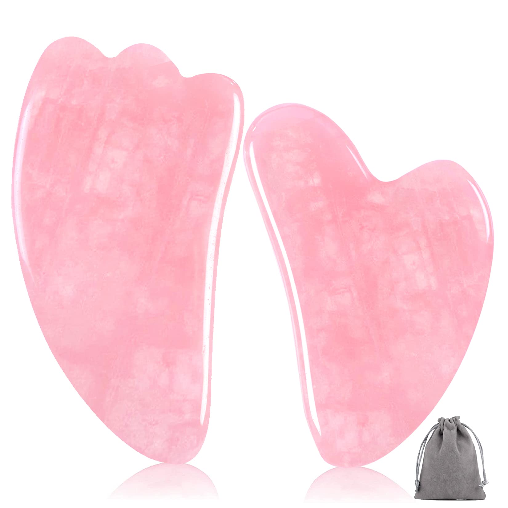 Gua Sha Facial Tool, Jade Gua Sha Face Massager, Natural Gua Sha Tool for Face, Gua Sha Stone for Facial Body Skin (2 Pack Pink)