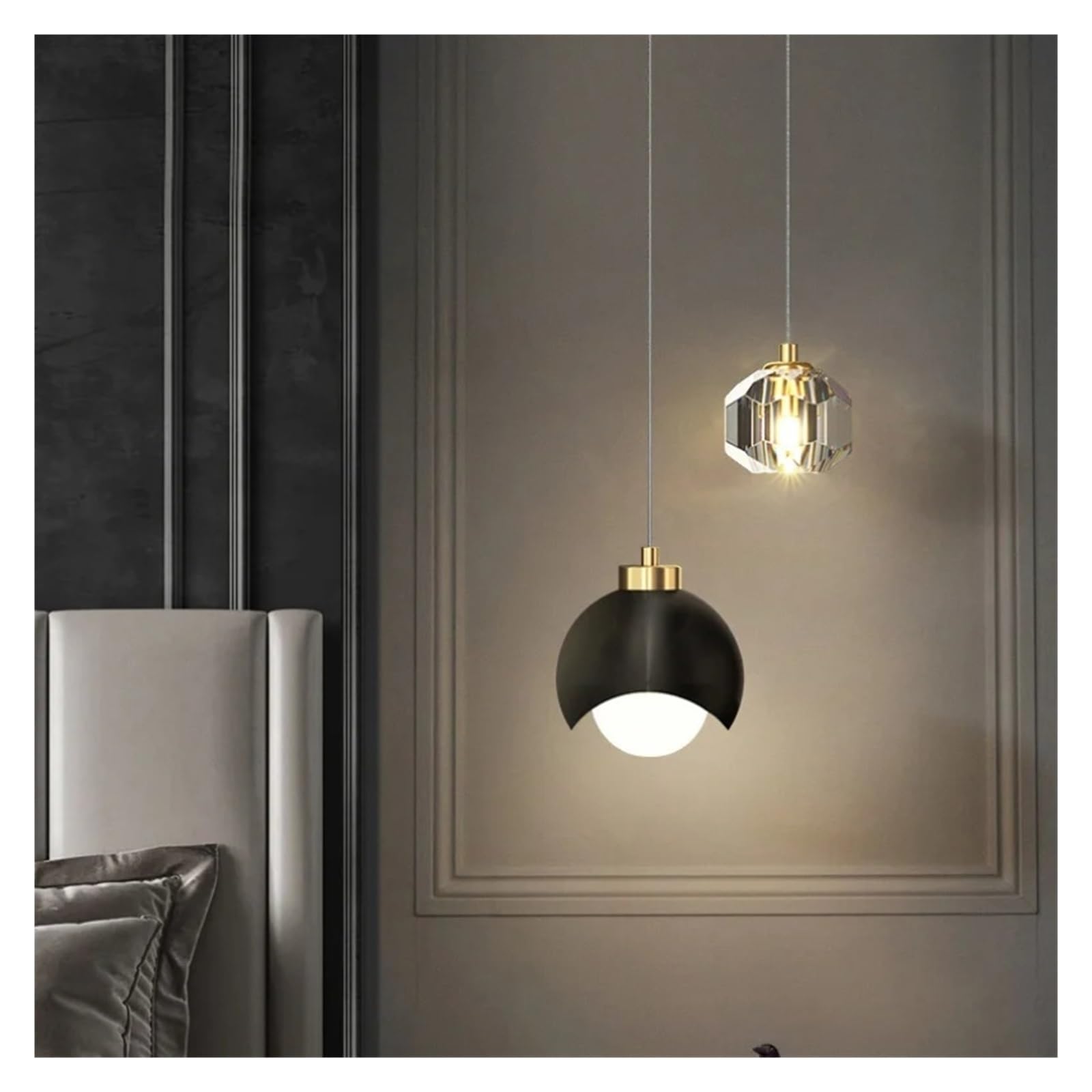 Lustre led en cristal pour table de restaurant et grand salon moderne noir
