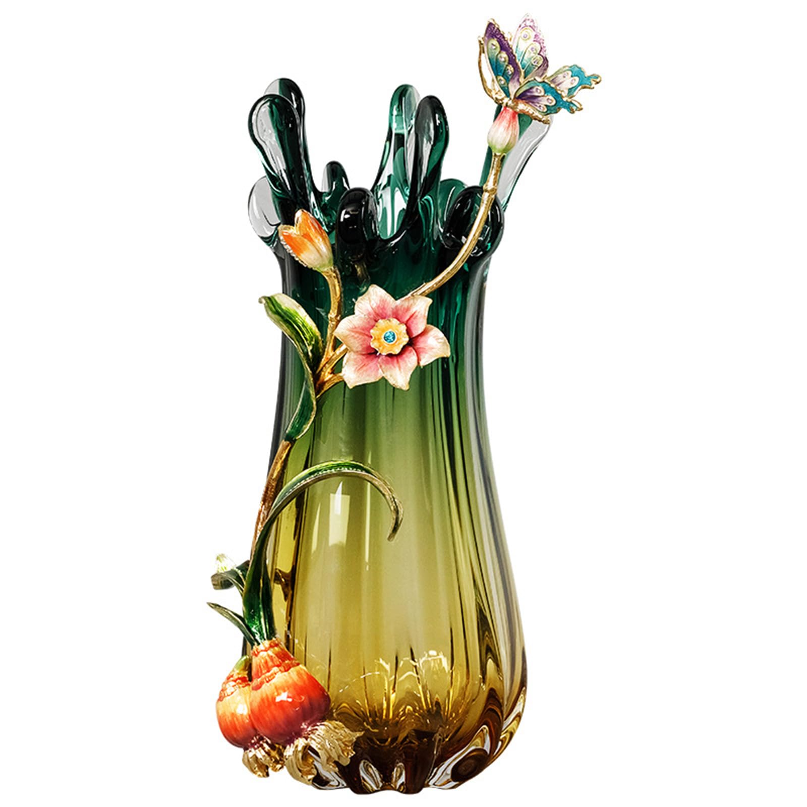 Hhhxkkuu Handmade Enamel Glass Vase Ornament Light Luxury Gradient Art