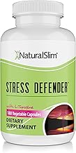 NaturalSlim Stress Relief Supplement - Stress Defender, High Cortisol Reducer, Control Cravings, Sleep & Metabolism Support with Vitamin B5 Pantothenic Acid & L Tyrosine - 180 Vegetable Capsules