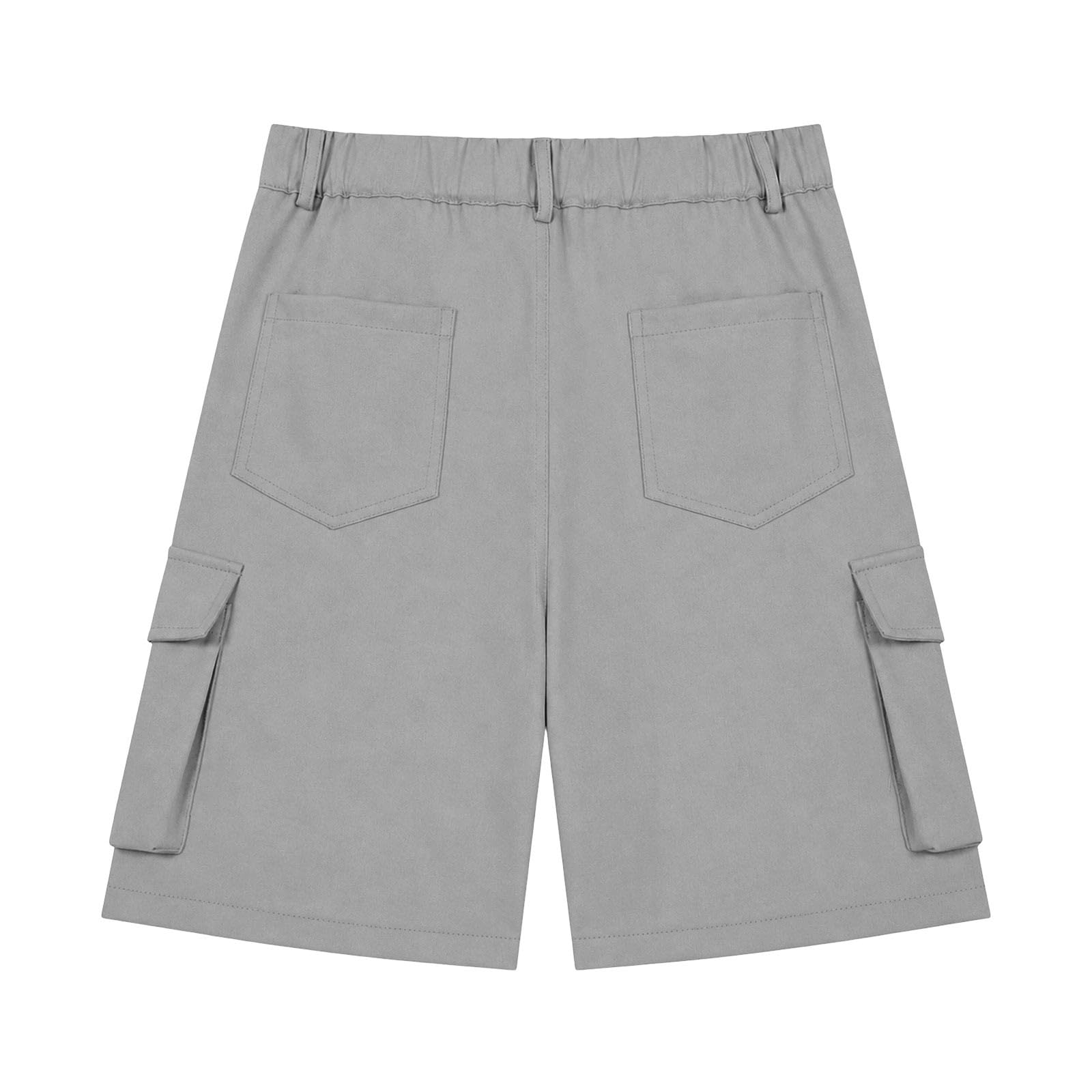 Generisch Kurze Hose Mädchen Sommer Bermuda Cargo Shorts Hohe Taille Cargoshorts mit Elastischem Bund und Taschen Wandershorts Einfarbige Knöpfen Stoffshorts Stretch Casual Cargohose Outdoor Golfhose