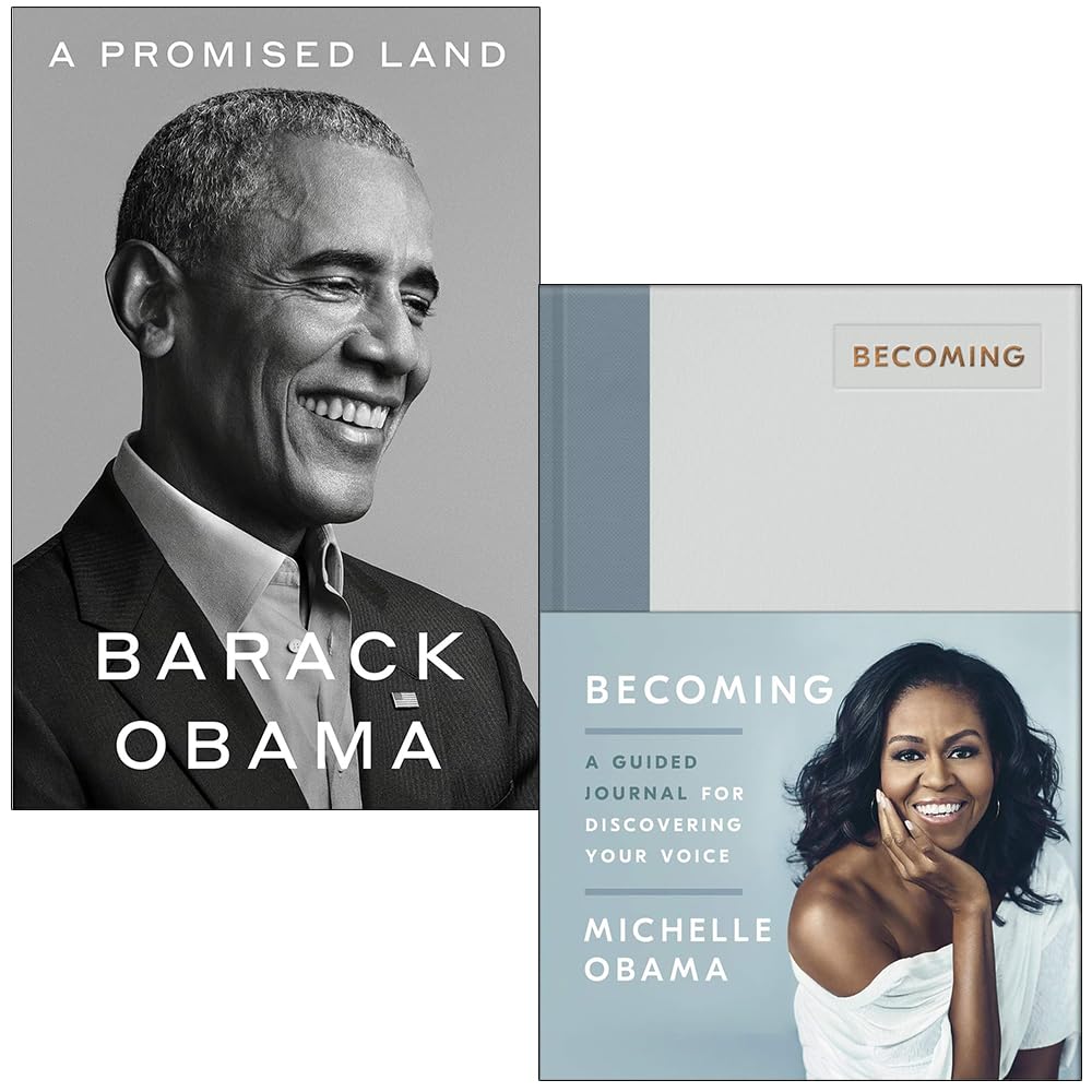 A Promised Land By Barack Obama & Becoming: A Guided Journal for Discovering Your Voice By Michelle Obama 2 Books Collection Set