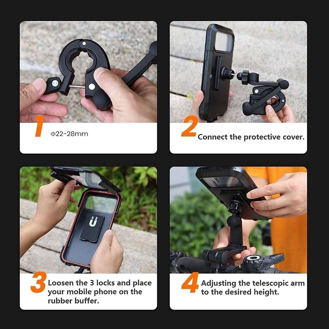 Uchwyt na telefon motocyklowy Wodoodporny rower ze stopu aluminium Uchwyt na telefon rowerowy Uchwyt na kierownicę motocykla Antypoślizgowy uchwyt na telefon komórkowy