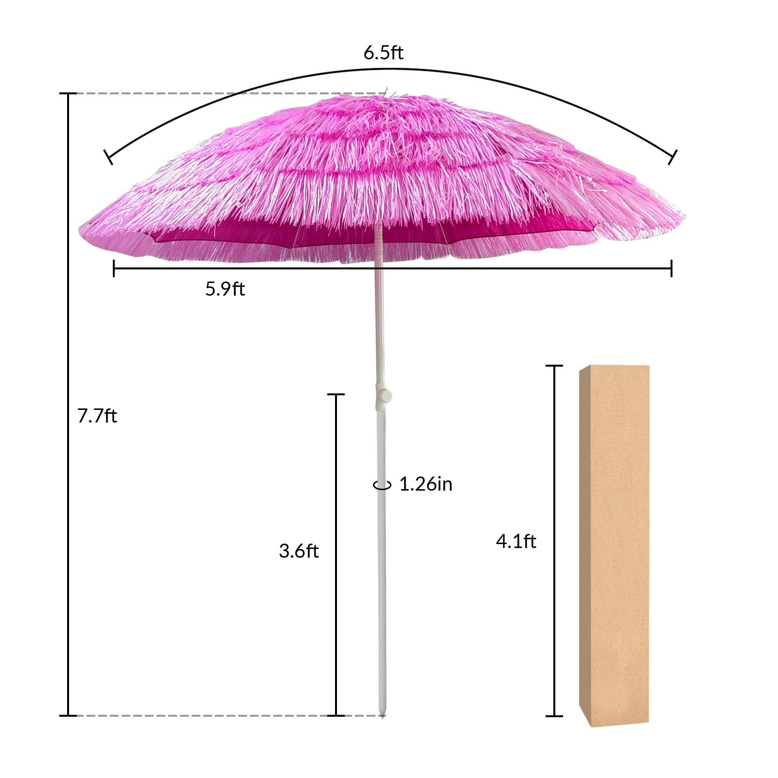 Parasol pour Balcon 200cm -UPF 50+ Parasol Plage Anti Vent avec Fonction D'inclinaison Parasol Exotique Paille pour Le Plaisir en Plein Air, Réglable en Hauteur