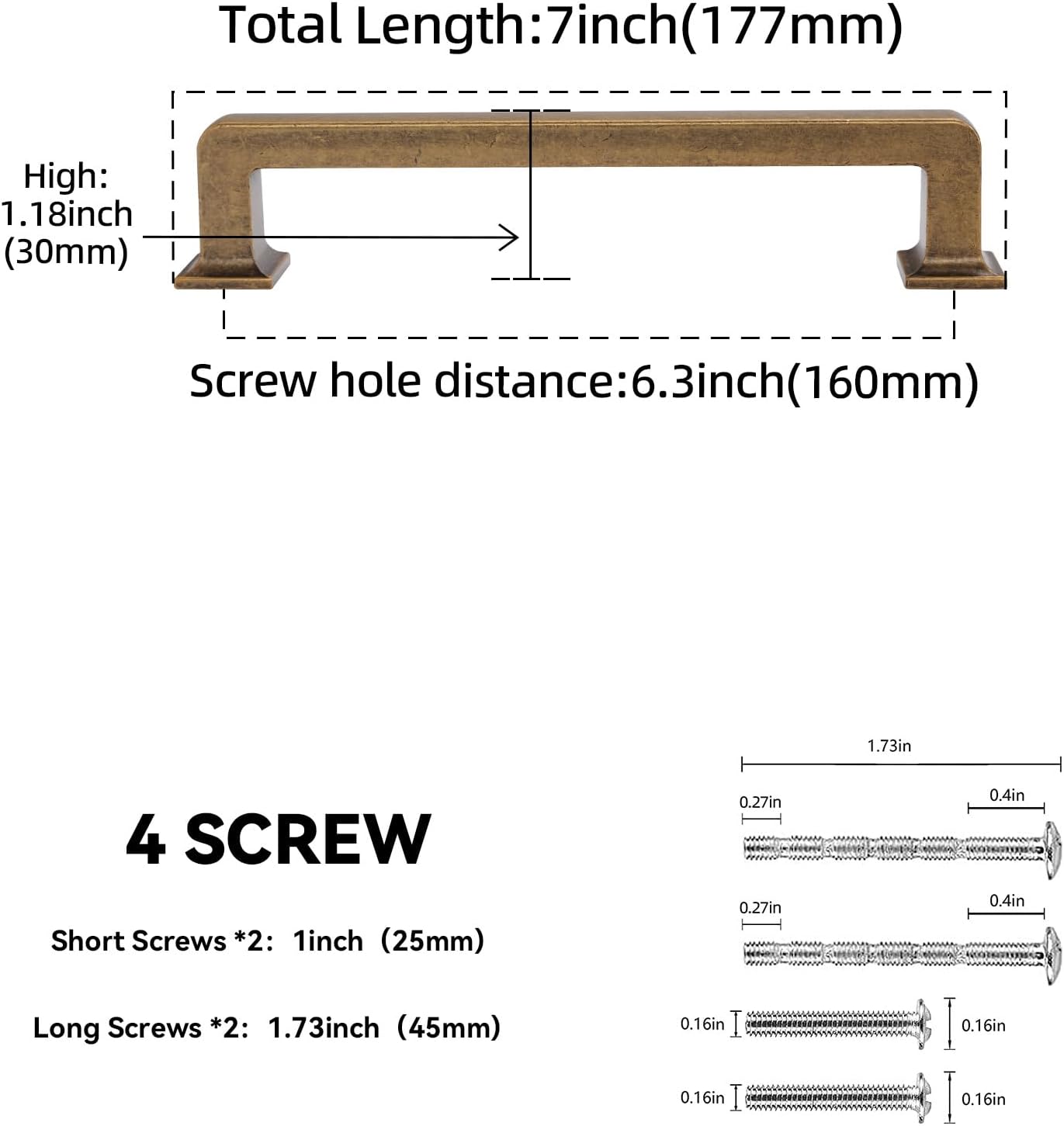 10 Pack 6-1/4 Inch(160mm) Kitchen Cabinet Handles Antique Brass Cabinet Pulls Vintage Drawer Pulls Aged Kitchen Hardware