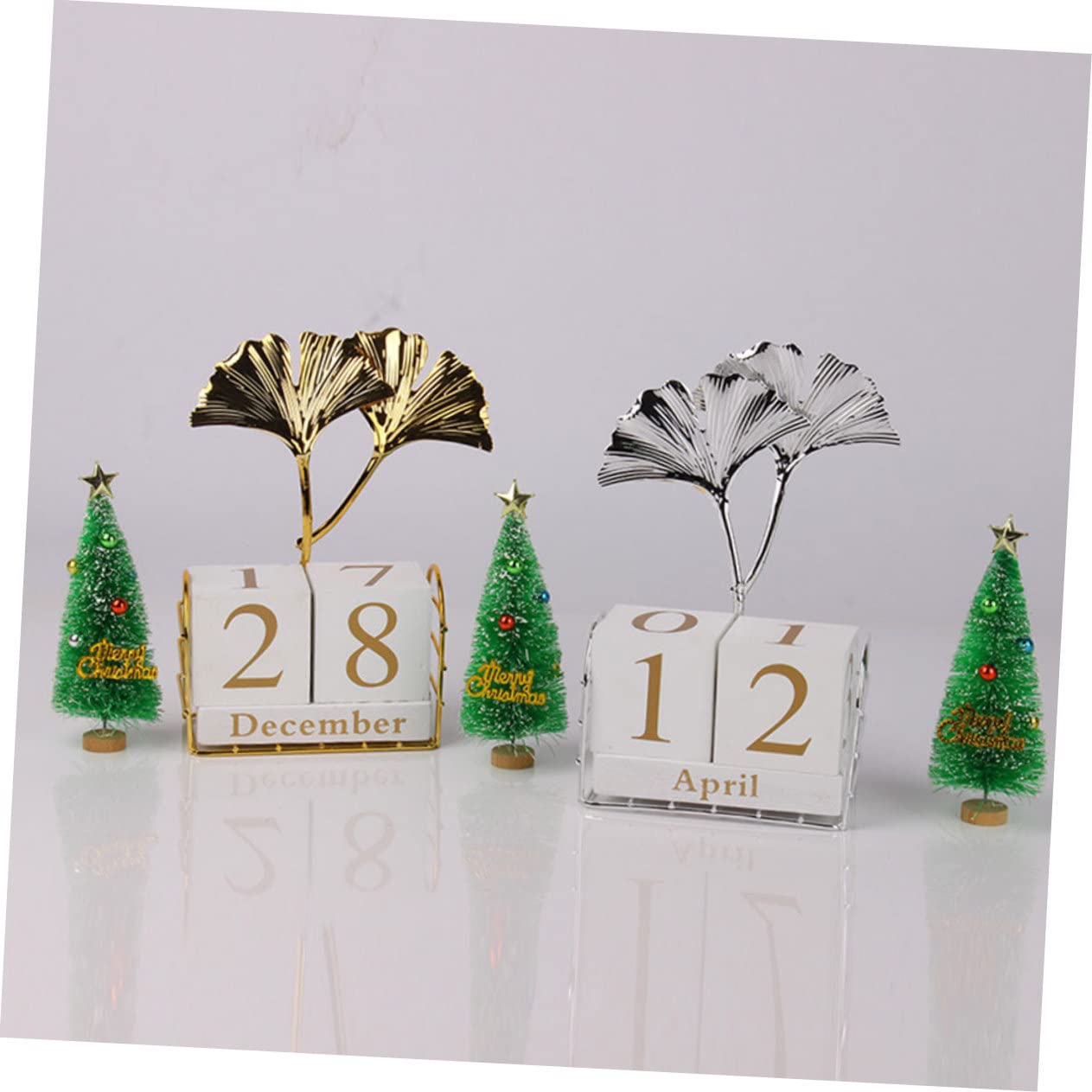 Tofficu Calendario Perpetuo da Tavolo Blocchi di Legno Calendario da Scrivania per Ufficio Visualizzazione Giorno e Mese Decorazione da Tavolo Elegante