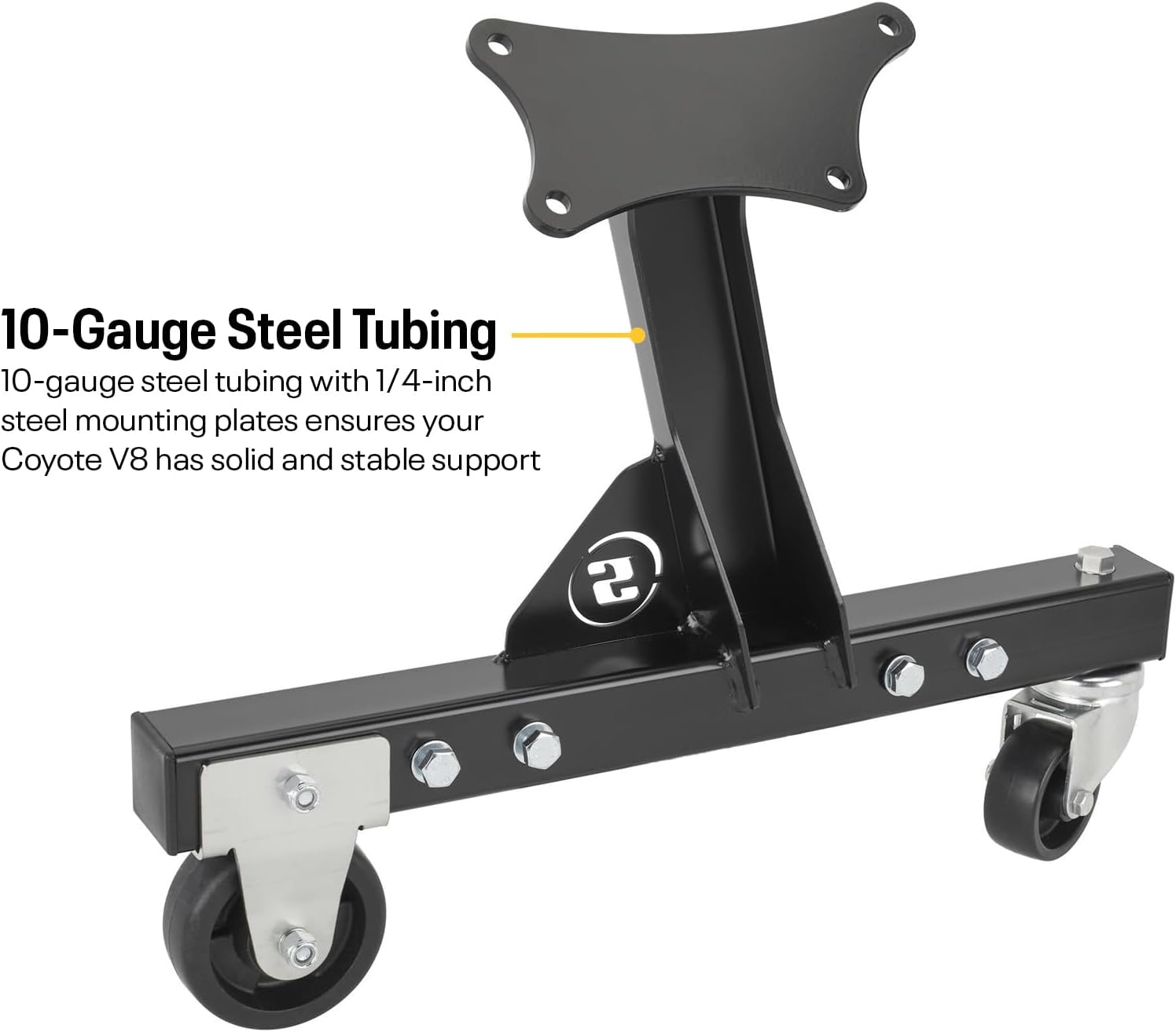 Speedway Motors BlockDock Rolling Engine Cradle Storage Stand for Coyote & Modular V8 Engines, Heavy Duty 10-Gauge Steel with Casters, Compact Shop Engine Storage & Transport