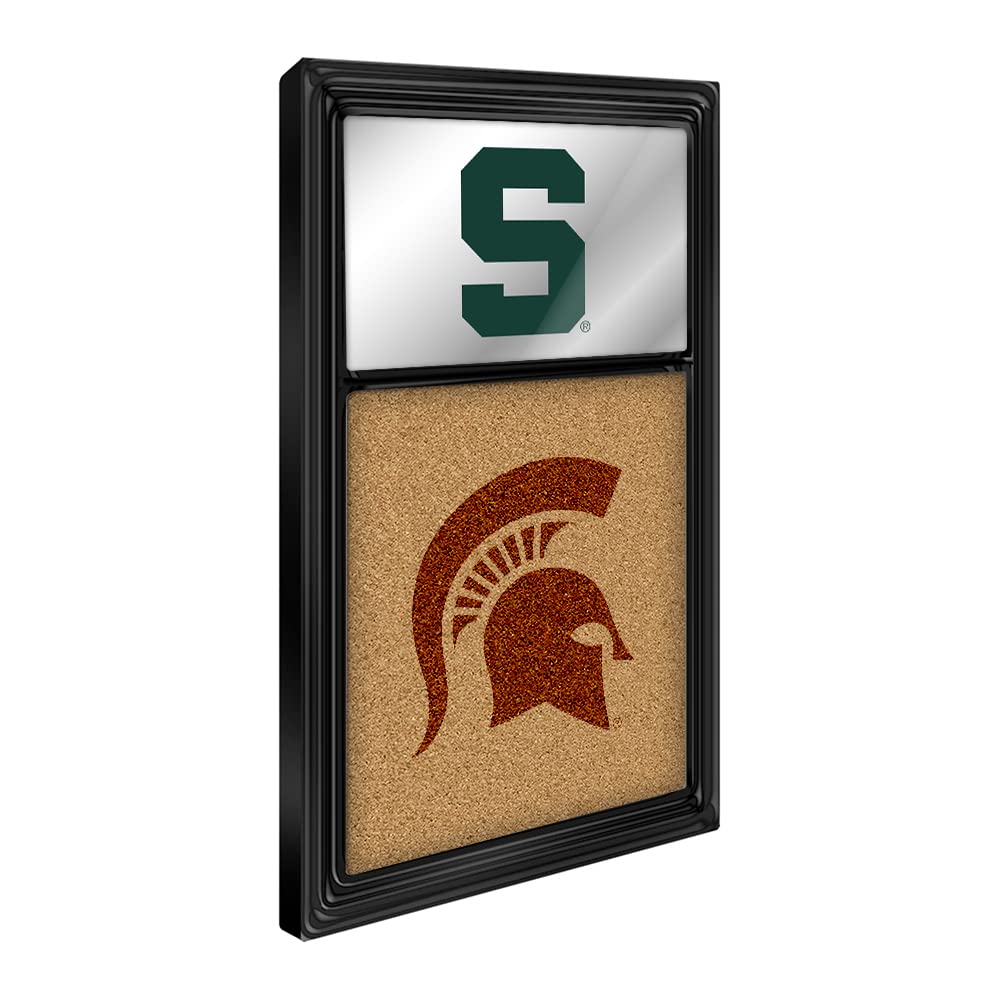 The Fan Brand NCAA Michigan State Spartans - Dual Logo - Mirrored Cork Note Board - Sports Team Bar Sign Décor: Home, Dorm, Garage, Office, Fan Cave