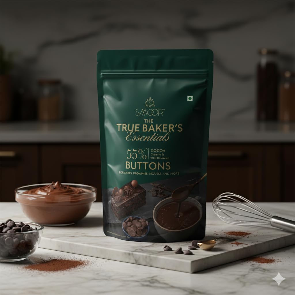 Dark Couverture Chocolate Buttons | 500g| 55% Cocoa True Baker's Artisanal Buttons |Baking & Chocolate Making