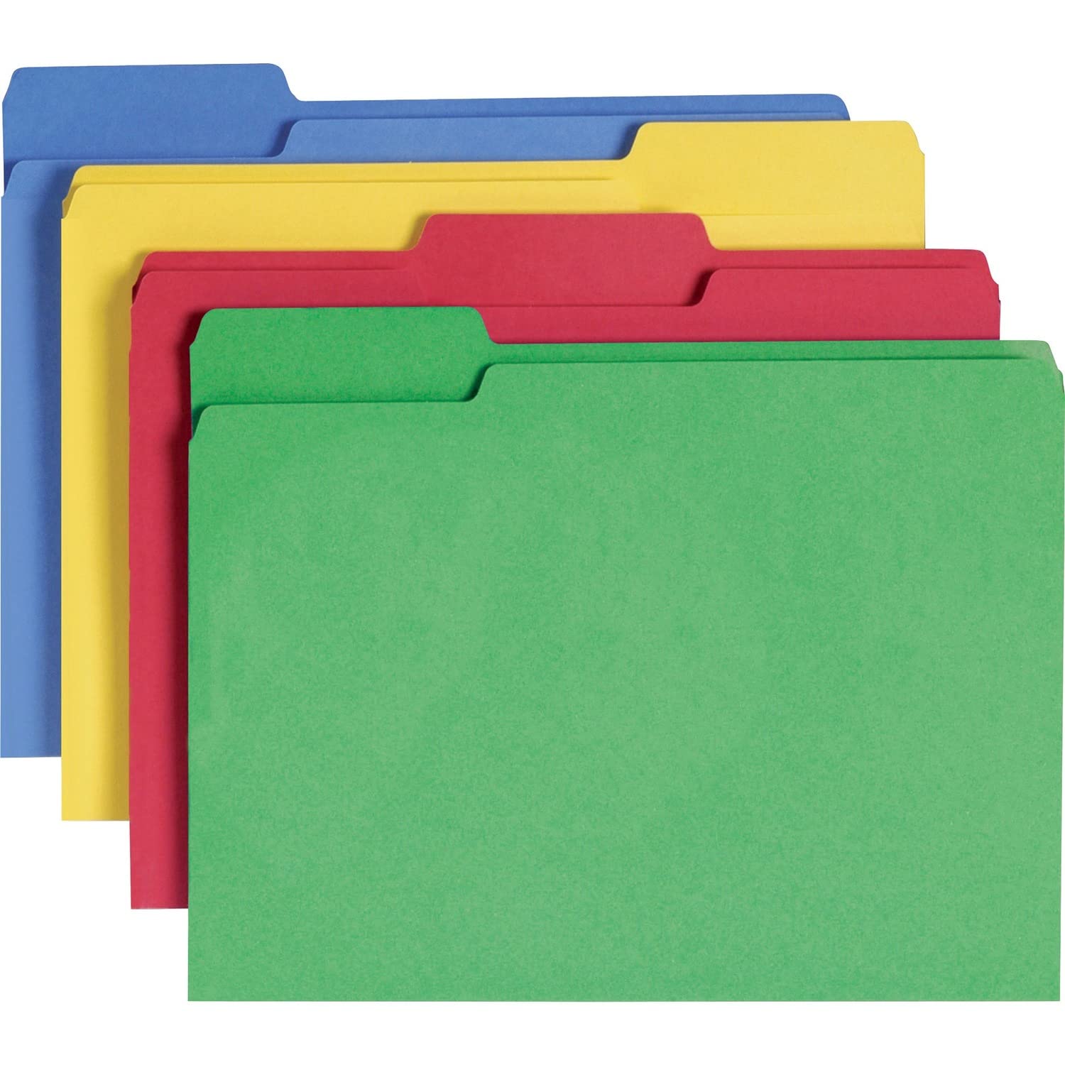 Smead CutLess File Folder, 1/3-Cut Tab, Letter Size, Assorted Colors, 100 per Box (11959)