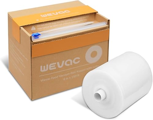 Wevac 6 x 150 pies, rollo de sellado al vacío con cortador, bolsas selladoras al vacío ideales para guardar alimentos, sin BPA, grado comercial,