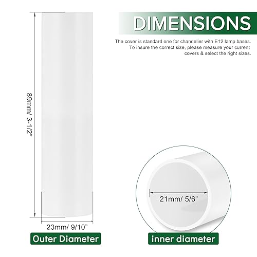 Miniatura 10 de Fundas de plástico blancas de 4 pulgadas de alto, fundas para candelabros, base de candelabro E12, juego de 6