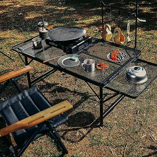 Table de camping pliante avec bureau en maille stable pour sol mou - 6